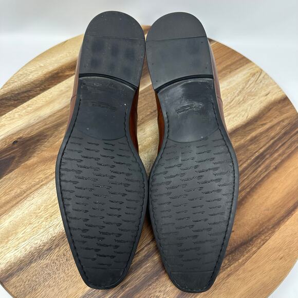 Santoni Induct Men’s Size 11 D Brown Leather Plain Toe Lace Up Derby Dress Shoes - Picture 4 of 10